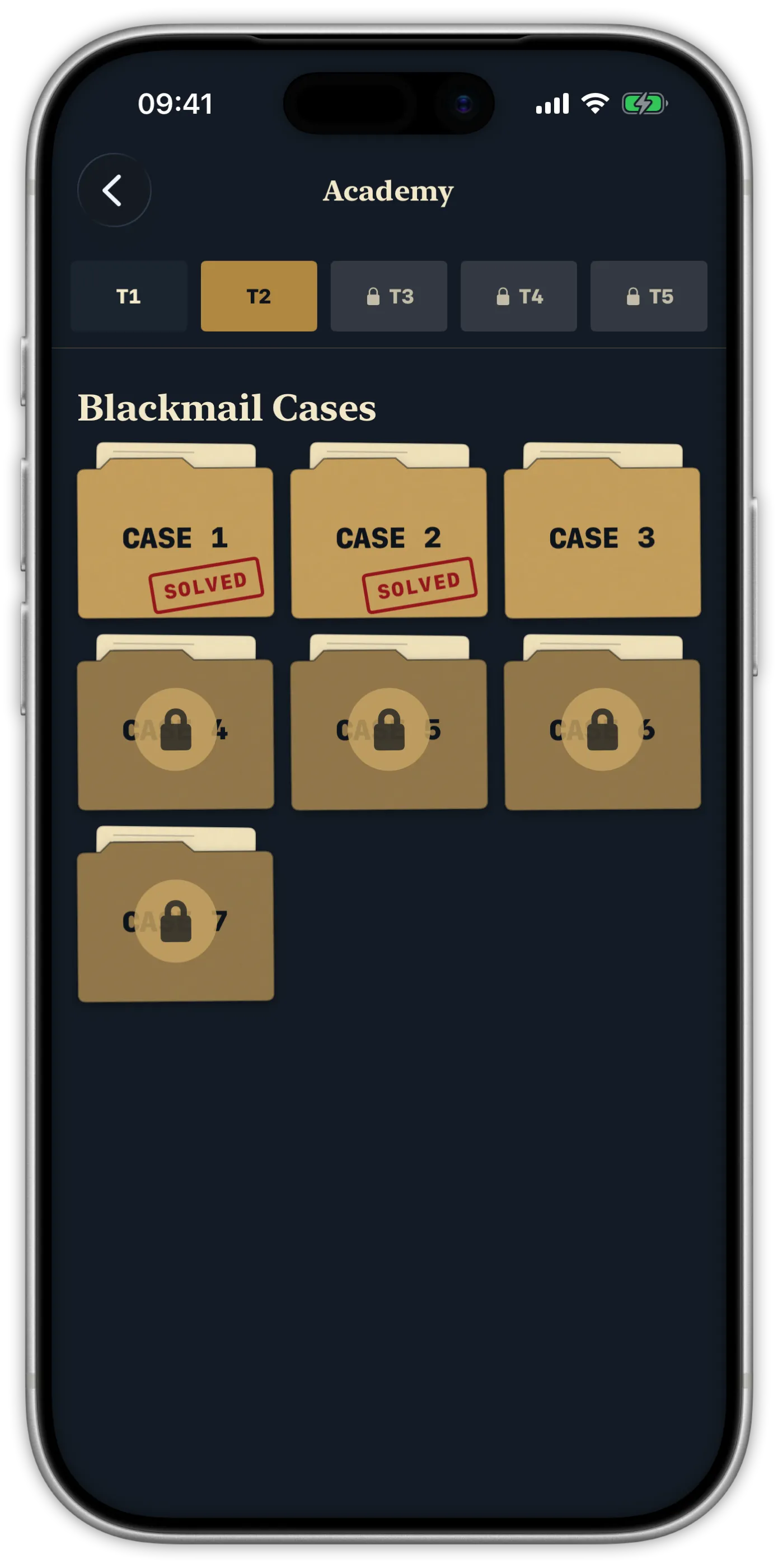 Pocket Detective Academy cases on iPhone