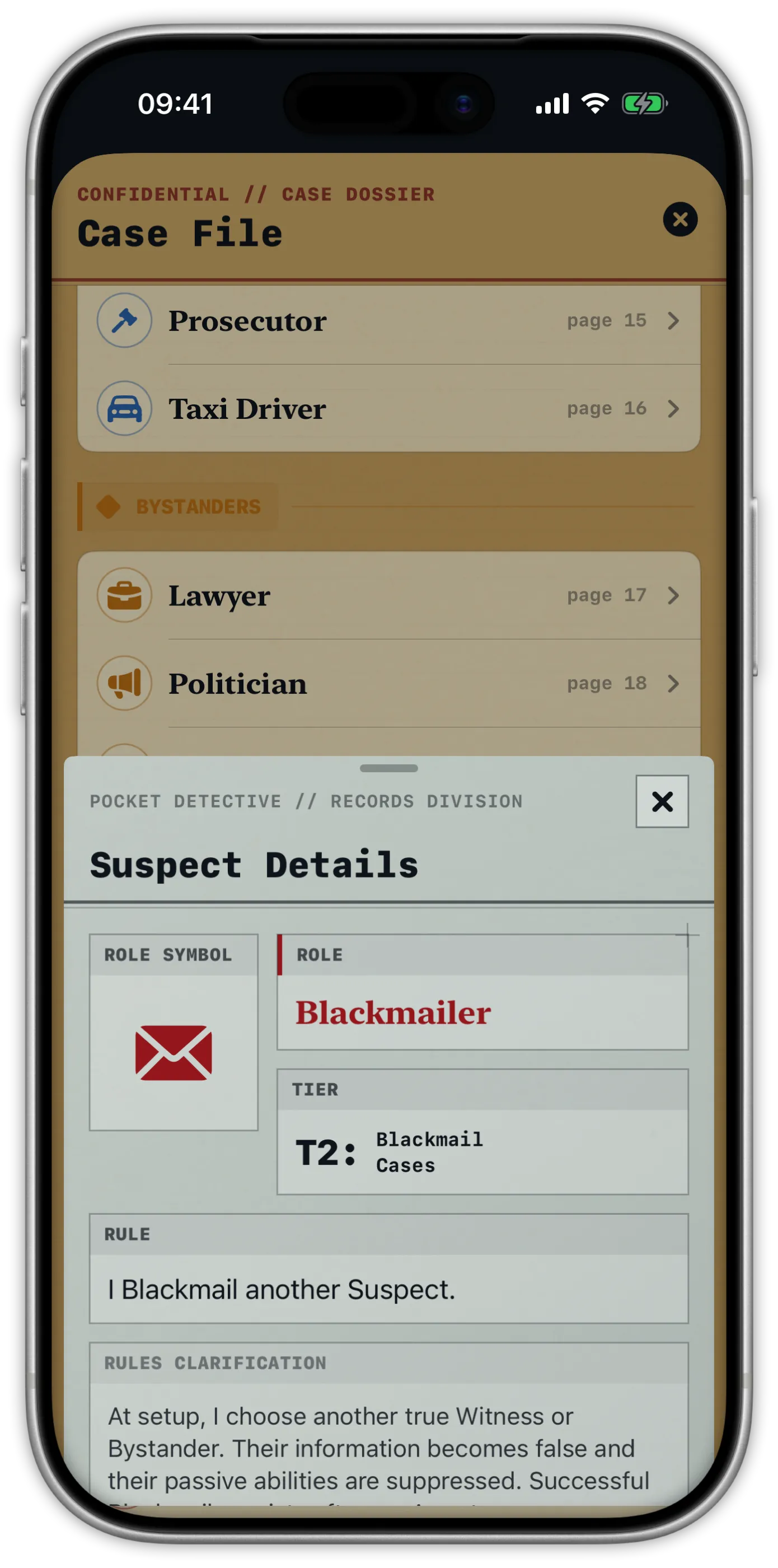 Pocket Detective suspect details on iPhone